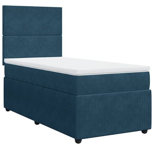 Box spring postel s matrací tmavě modrá 90x200 cm samet 3292236