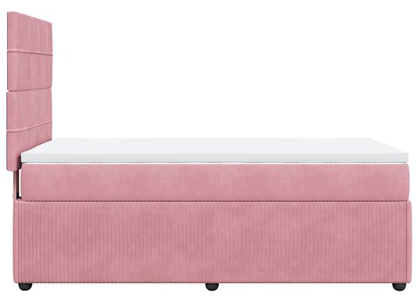 Box spring postel s matrací růžová 80 x 200 cm samet 3294495