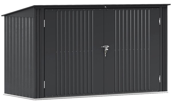 Outsunny Kryt na venkovní odpadkový koš pro 3 kontejnery 240L, 233x105 cm kontejner na odpadky s 2 dveřmi a zámky, 2,3 m² zahradní shed, box na odpadk