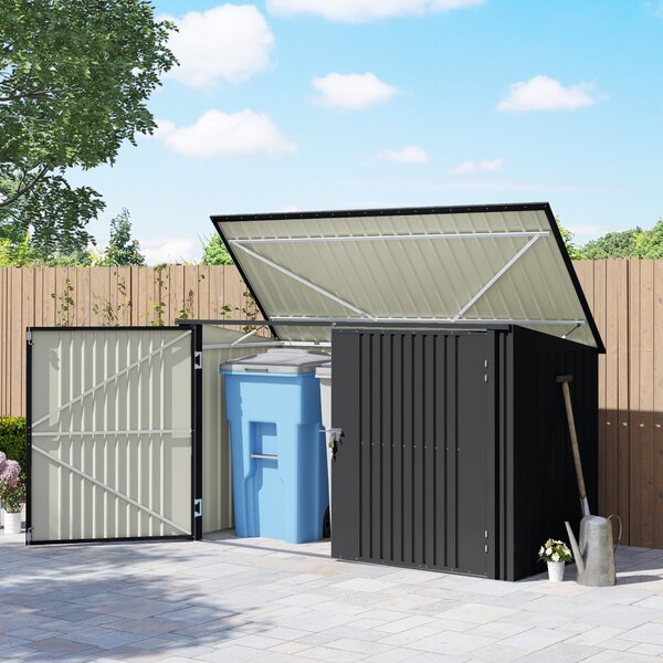 Outsunny Kryt na venkovní odpadkový koš pro 3 kontejnery 240L, 233x105 cm kontejner na odpadky s 2 dveřmi a zámky, 2,3 m² zahradní shed, box na odpadk