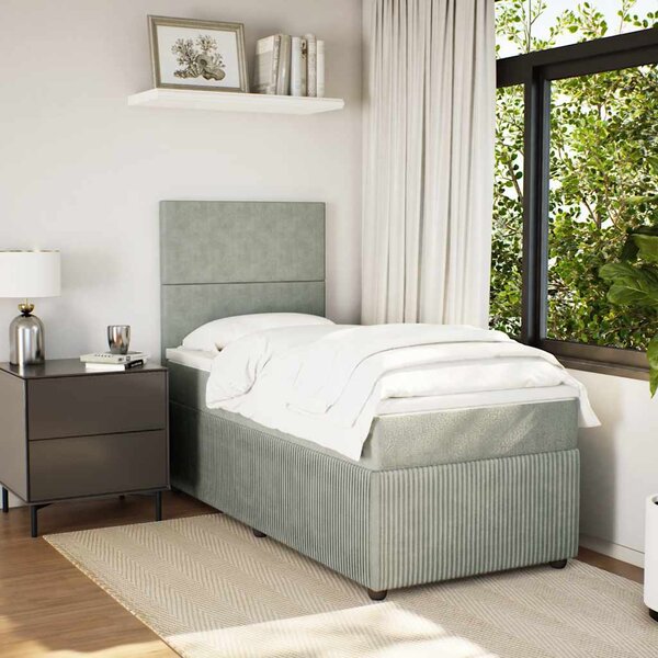 Box spring postel s matrací světle šedá 90x190 cm samet 3294508