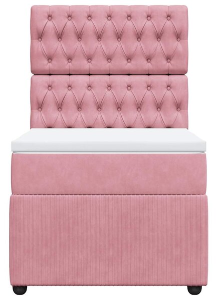 Box spring postel s matrací růžová 80 x 200 cm samet 3294501