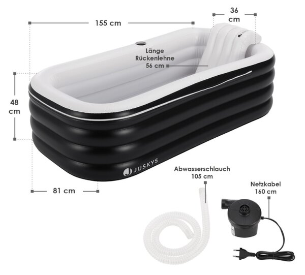 Skládací nafukovací vana s elektrickou pumpou, 300 l