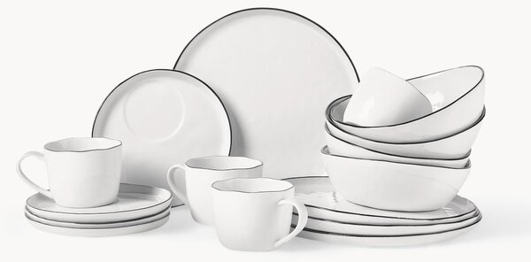 Sada ručně vyrobeného porcelánového snídaňového nádobí Salt, pro 4 osoby (16 dílů)
