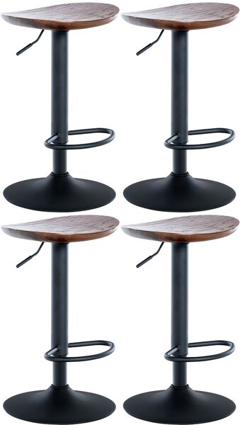 Barová židle Skelde (SET 4 ks) ~ černá podnož - Ořech
