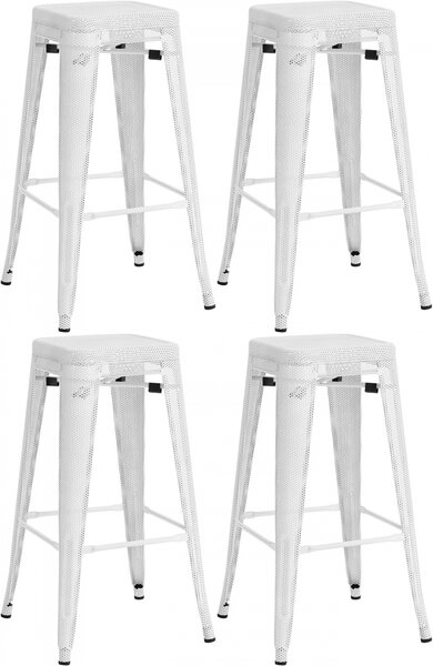 Kovová barová židle Fletcher (SET 4 ks) - Bílá