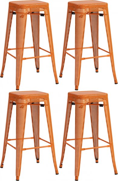 Kovová barová židle Fletcher (SET 4 ks) - Oranžová