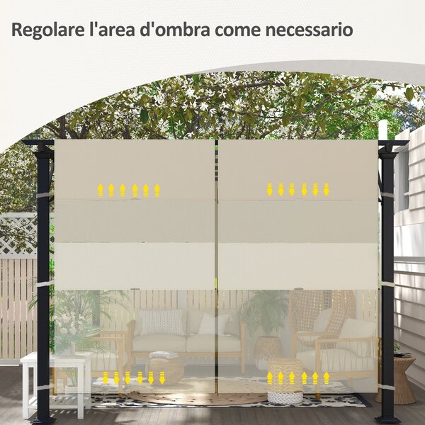 Outsunny Kryt na altán 3x3 m, polyester 180g/m² s kapsami a popruhy na sloupky, UV30+, 488x122 cm, Khaki | Aosom
