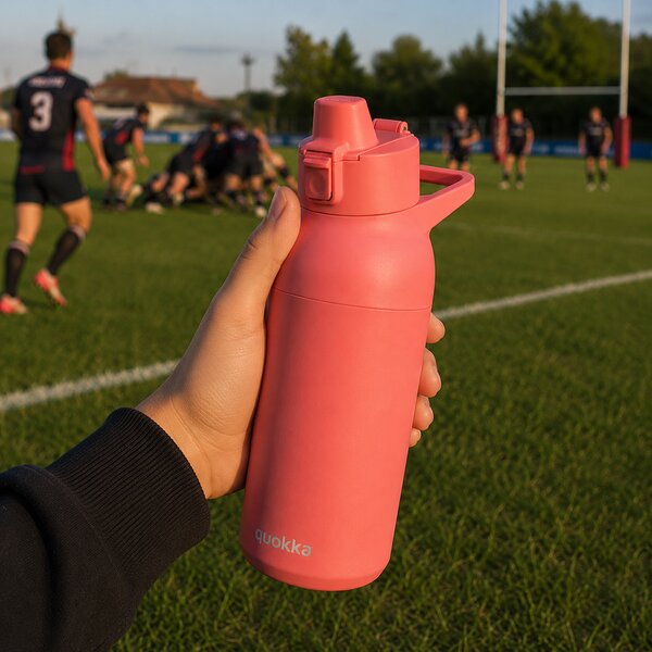 Nerezová sportovní láhev s pítkem Tide, 700ml, Quokka, broskvová