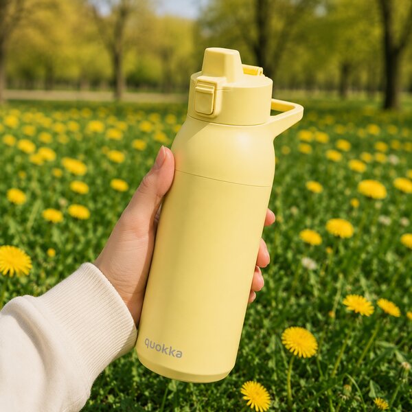 Nerezová sportovní láhev s pítkem Tide, 700ml, Quokka, světle žlutá