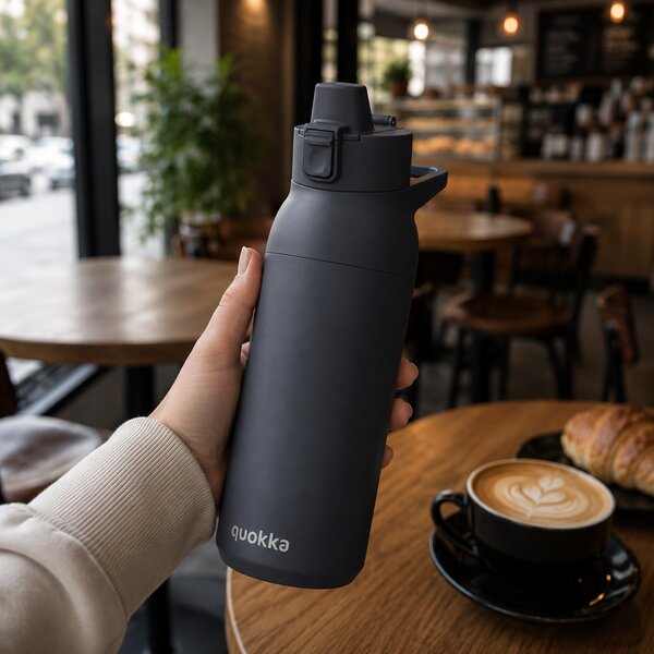 Nerezová sportovní láhev s pítkem Tide, 700ml, Quokka, černá
