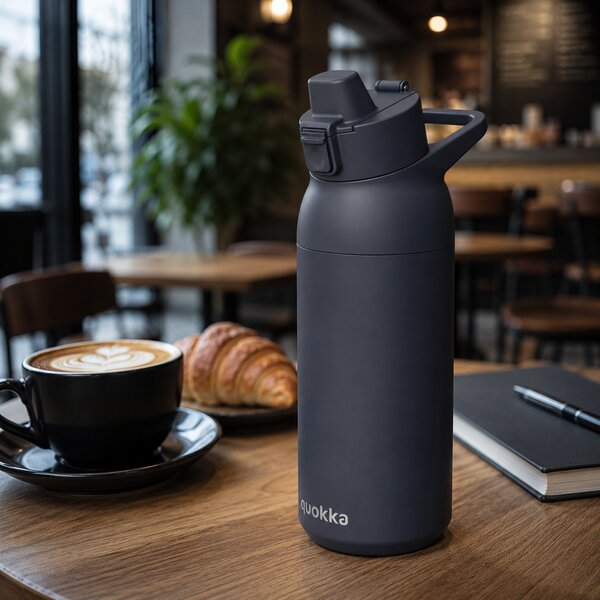 Nerezová sportovní láhev s pítkem Tide, 700ml, Quokka, černá