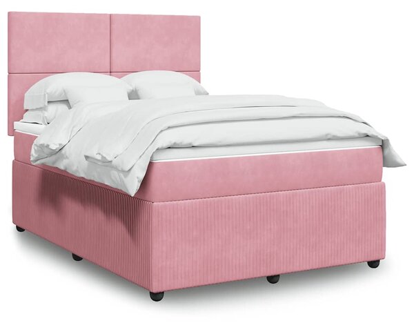 Box spring postel s matrací růžová 140x200 cm samet 3292357
