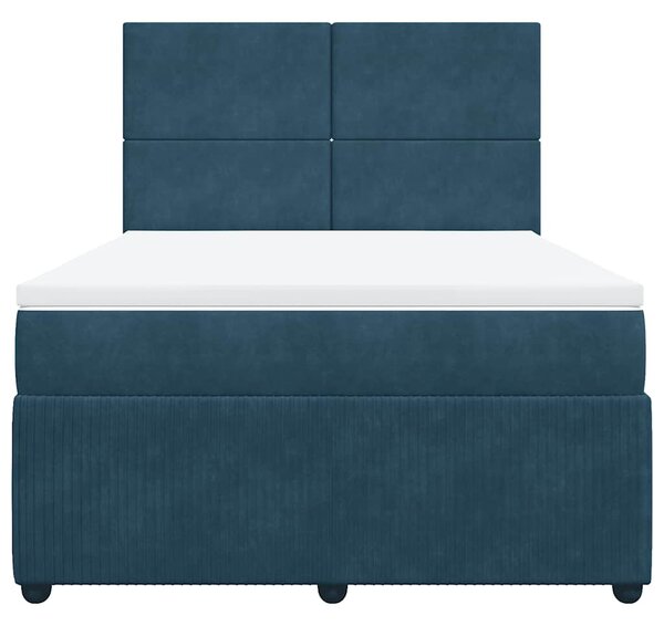 Box spring postel s matrací tmavě modrá 140x190 cm samet 3292332