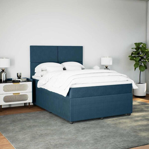 Box spring postel s matrací tmavě modrá 140x190 cm samet 3292332
