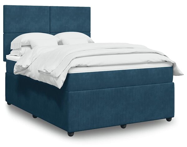 Box spring postel s matrací tmavě modrá 140x190 cm samet 3292332