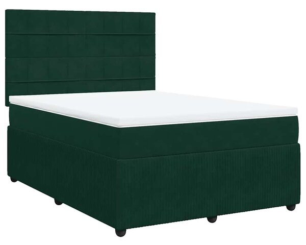 Box spring postel s matrací tmavě zelená 140x190 cm samet 3292337