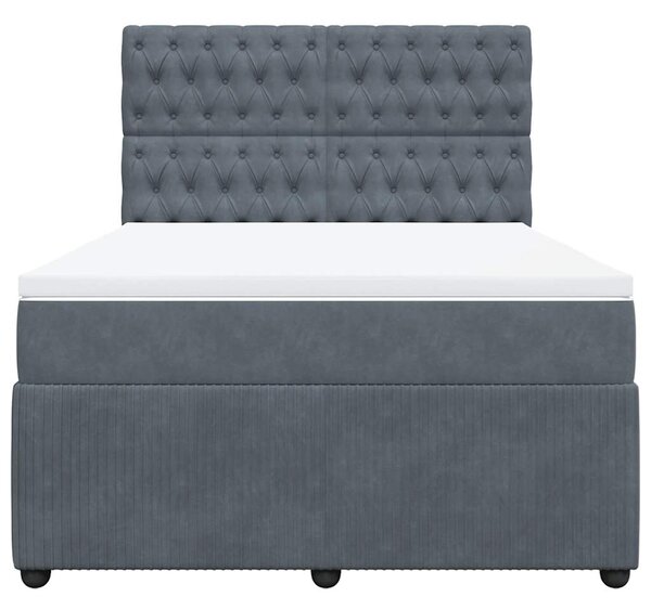 Box spring postel s matrací tmavě šedý 140 x 190 cm samet 3292341