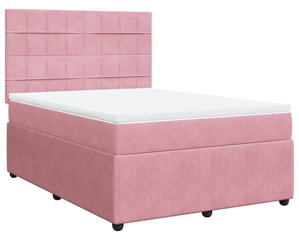 Box spring postel s matrací růžová 140x190 cm samet 3292339