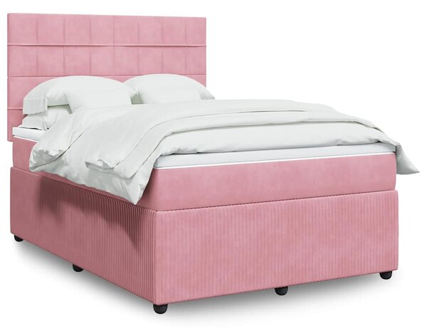 Box spring postel s matrací růžová 140x190 cm samet 3292339