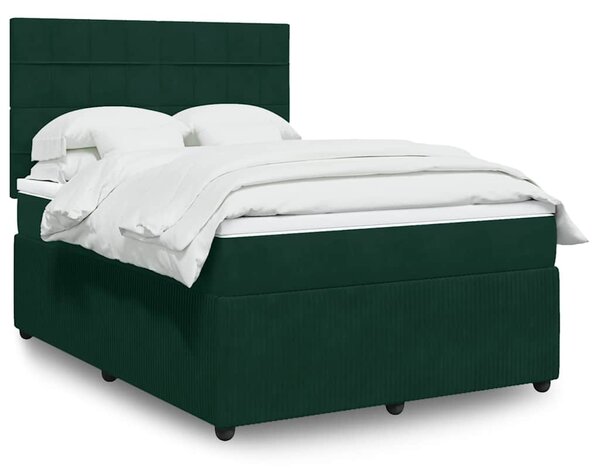 Box spring postel s matrací tmavě zelená 140x190 cm samet 3292337