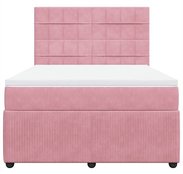 Box spring postel s matrací růžová 140x190 cm samet 3292339