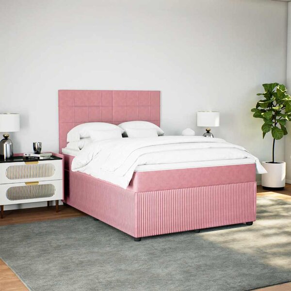 Box spring postel s matrací růžová 140x190 cm samet 3292339