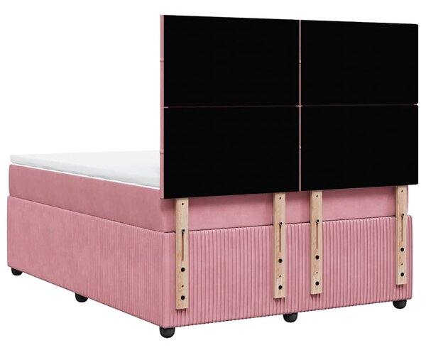 Box spring postel s matrací růžová 140x190 cm samet 3292339