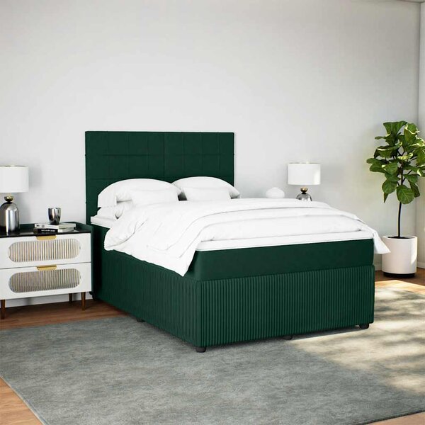 Box spring postel s matrací tmavě zelená 140x190 cm samet 3292337