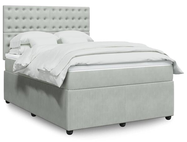 Box spring postel s matrací světle šedá 140x190 cm samet 3292346