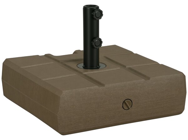 Plnitelný základ pro slunečník Outsunny s integrovanou rukojetí a bočním otvorem, HDPE stojan na slunečníky, pro slunečníkové tyče o průměru Ø28/38/48