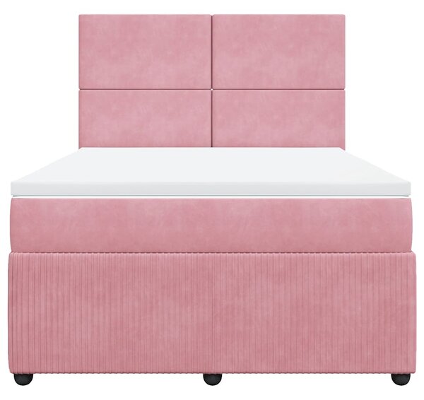 Box spring postel s matrací růžová 140x200 cm samet 3292357