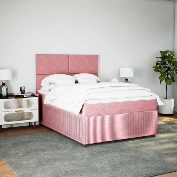 Box spring postel s matrací růžová 140x200 cm samet 3292357