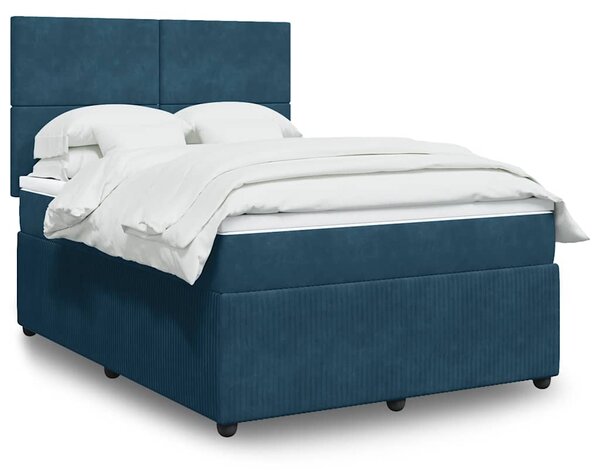 Box spring postel s matrací modrá 160 x 200 cm samet 3294680