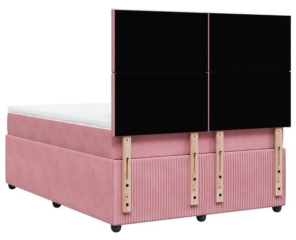 Box spring postel s matrací růžová 140x200 cm samet 3292357
