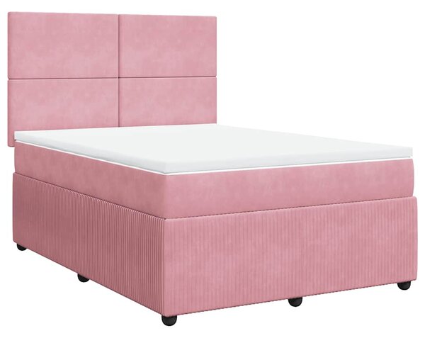 Box spring postel s matrací růžová 140x200 cm samet 3292357