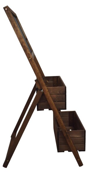 Květinový stojan hnědý s křídovou tabulí
