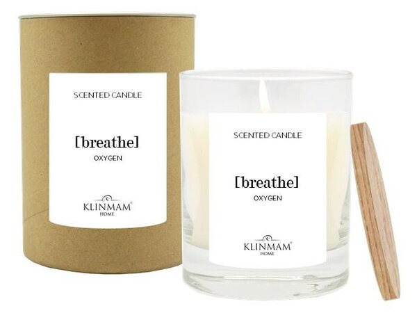 Luxusní svíčka Klinmam Home Oxygen z přírodních surovin s jemnou vůni citrusové kůry a jehličí