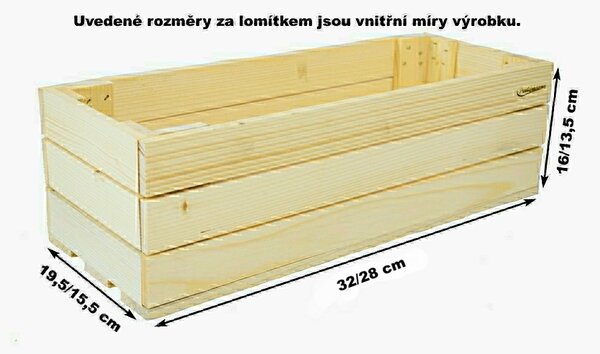 Dřevěný truhlík přírodní 30 cm