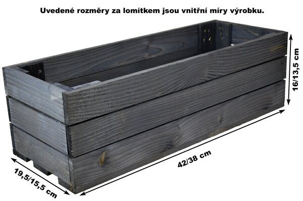 Dřevěný truhlík antracit 40 cm