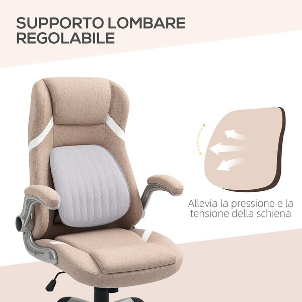 Ergonomická kancelářská židle Vinsetto s sklápěcími područe a opěrkou hlavy, otočná pracovní židle s bederní oporou, nastavitelná výška a houpací funk