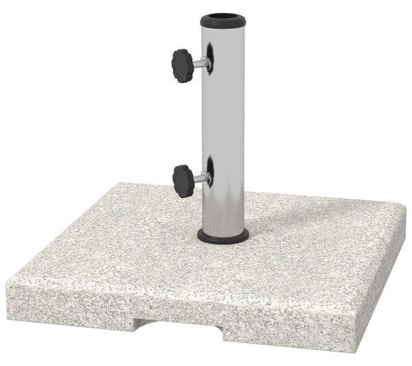 Základna slunečníku Outsunny 25 kg pro tyče s Ø32mm, Ø38mm a Ø48mm, žula a nerezová ocel, základna slunečníku se bočními knoflíky a rukojeťmi, 38x38x3