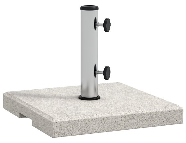 Základna slunečníku Outsunny 25 kg pro tyče s Ø32mm, Ø38mm a Ø48mm, žula a nerezová ocel, základna slunečníku se bočními knoflíky a rukojeťmi, 38x38x3