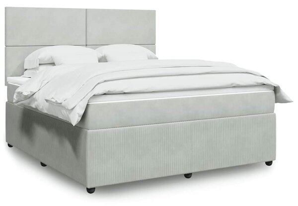 Box spring postel s matrací světle šedá 180x200 cm samet 3292400