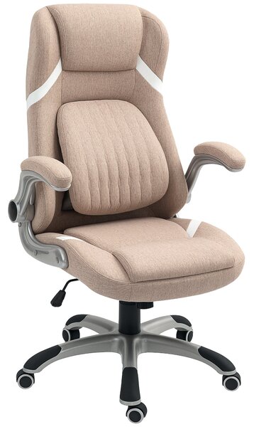Ergonomická kancelářská židle Vinsetto s sklápěcími područe a opěrkou hlavy, otočná pracovní židle s bederní oporou, nastavitelná výška a houpací funk