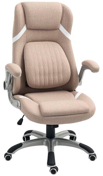 Ergonomická kancelářská židle Vinsetto s sklápěcími područe a opěrkou hlavy, otočná pracovní židle s bederní oporou, nastavitelná výška a houpací funk