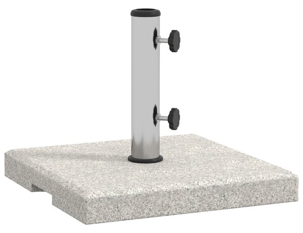 Základna slunečníku Outsunny 25 kg pro tyče s Ø32mm, Ø38mm a Ø48mm, žula a nerezová ocel, základna slunečníku se bočními knoflíky a rukojeťmi, 38x38x3