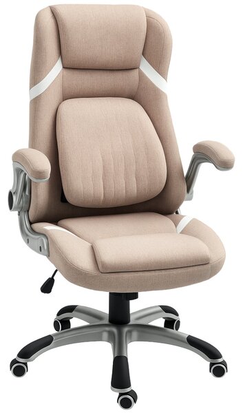 Ergonomická kancelářská židle Vinsetto s sklápěcími područe a opěrkou hlavy, otočná pracovní židle s bederní oporou, nastavitelná výška a houpací funk
