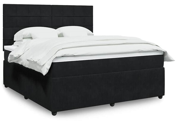 Box spring postel s matrací černá 180x200 cm samet 3292408