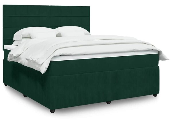 Box spring postel s matrací tmavě zelená 180x200 cm samet 3292409